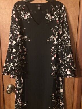 Alfani Women's 10 P Blooms Floral Dress Black Roses Wedding